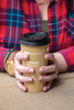 Ecolid® Lid Flat RPET Black For 10-20 OZ Hot Cup Sip Through 1000/Case