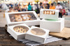 Donut Box 6 CT 9X4.5X4 IN SBS Paperboard White Waterfall With Window 100/Case