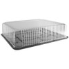 Cake Container & Lid Combo With Dome Lid 1/2 Size 20.25X15.18X4.75 IN PET Clear Black Fluted 30/Case