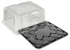 DisplayCake® 1/8 Sheet Cake Container & Lid Combo With Dome Lid 11X9X5 IN PET Black Clear 100/Case