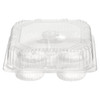 Muffin Hinged Container With Dome Lid 8X8.75X3.25 IN 4 Compartment OPS Clear Square 250/Case