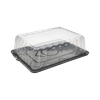 1/8 Sheet Cake Container & Lid Combo With Rosedome Lid 11X9X4.25 IN PET Clear Black 50/Case