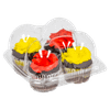 Cupcake Hinged Container With Dome Lid 4 CT 7X6.5X3.75 IN PET Clear 225/Case