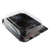 The BOTTLEBOX ® Bakery Hinged Container 37 OZ 8.6X6.6X2.8 IN RPET Black Clear Rectangle 250/Case