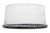 DisplayCake® Bakery Container & Lid Combo With High Dome Lid 10 IN PS Black Clear Round 2-3 Layer 80/Case