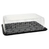 1/4 Sheet Cake Container & Lid Combo With Rosedome Lid 14.75X10.75 IN PET Black 50/Case