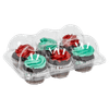 Cupcake Hinged Container With Dome Lid 6 CT 9.63X6.88X3.7 IN PET Clear 150/Case