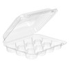 Essentials SureLock Mini Muffin Hinged Container With Dome Lid 8.6875X7.125X2.25 IN 12 Compartment RPET Clear Rectangle 250/Case