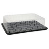 Bakery Container & Lid Combo With Dome Lid 1/4 Size 14.5X10.75X3.75 IN PET Black Clear Fluted 50/Case