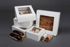 Cake Box 8X8X5 IN Paperboard White Square 4 Corner Beers 1-Piece Automatic With Window 100/Case