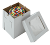 Bakery Box 12X12X12 IN White Square Fluted With Window 25/Case