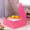 Bakery Box 9X9X4 IN CCNB Pink Square Lock Corner Tuck Top 200/Bundle
