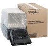 RoseDome 1/8 Sheet Cake Container & Lid Combo With Dome Lid 11X9X4.25 IN PET Clear Black Rectangle Long Tab 50/Case