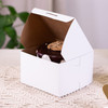 Bakery Box 6X6X4 IN Clay-Coated Kraft Board White Kraft Square Lock Corner Tuck Top 250/Bundle
