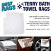 Bath Towel Rag 10 LB Terry Cloth Finished Cut 1/Case
