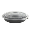 Bowl & Lid Combo With Flat Lid 32 OZ PP Black Clear Round Unhinged Anti-Fog 200/Case