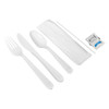 Victoria Bay 7PC Cutlery Kit PP White Heavyweight With Napkin,Fork,Knife,Teaspoon,Salt & Pepper,Stirrer 250/Case