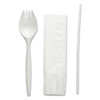 Victoria Bay 3PC Cutlery Kit PP White Medium Weight Individually Wrapped With Napkin,Milk Straw,Spork 1000/Case
