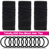 Hair Ties Black Elastic 200/Pack