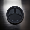 Pebble Box Plate 10.25 IN 3 Compartment PP Black Microwave Safe Grease Resistant 400/Case