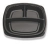 Forum® Plate 9X9 IN 3 Compartment PS Black Square Shallow 300/Case
