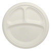 Plate 9 IN 3 Compartment Sugarcane White 500/Case