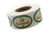 All Natural Bakery Flavor Label 1.25X2 IN Green Oval 4 Color Process 500 Count/Roll 5 Rolls/Sleeve