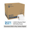 Pacific Blue Basic Toilet Paper & Tissue Roll 4X3.8 IN 1PLY White Standard 1500 Sheets/Roll 48 Rolls/Case