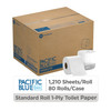 Pacific Blue Basic Toilet Paper & Tissue Roll 4.05X3.8 IN 1PLY White Standard 1210 Sheets/Roll 80 Rolls/Case
