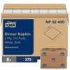 Tork Dinner Napkins 16.25X15 IN White Paper 2PLY 1/4 Fold Refill Embossed 375 Count/Pack 8 Packs/Case 3000 Count/Case