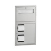 Toilet Paper & Toilet Seat Cover Dispenser 16X29.25 IN Stainless Steel Satin Recessed Double Roll 1/Each