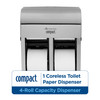 Compact® Toilet Paper Dispenser Stainless Steel Silver Coreless High Capacity Quad 1/Each