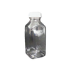 Juice Bottle 12 OZ Clear Square With White Lid 24/Case