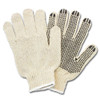 Gloves Mens Large (LG) Natural Black Cotton Polyester 1-Sided Dotted Knit Grip 12/Pack