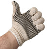 Gloves Mens Large (LG) Natural Black Cotton Polyester 1-Sided Dotted Knit Grip 12/Pack