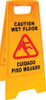Caution Sign Caution Wet Floor Yellow Plastic English & Spanish 1/Each