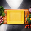 4H Meat Tray 9.25X7.19 IN Polystyrene Foam Yellow Rectangle Heavy 400/Case