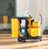 Janitorial Cleaning Cart 46X21.75X38.38 IN Black Yellow Plastic Vinyl With Vinyl Bag 1/Case