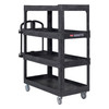 Brute® Utility Cart Large (LG) 55.30X26.50X12.30 IN 700 LB Black Resin 4-Shelf Ergonomic Handle 5 IN TPR Caster 1/Each