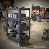 Brute® Utility Cart Large (LG) 55.30X26.50X12.30 IN 700 LB Black Resin 4-Shelf Ergonomic Handle 5 IN TPR Caster 1/Each