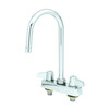 Faucet Chrome Plated Brass 3 IN Swivel Gooseneck Deck Mount 4 IN Centers Ceramic Cartridge 1/Each