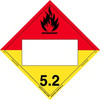 Placard 10.75X10.75 IN Red Yellow Black Triangle Polycoated Tagboard Organic Peroxide 25/Each