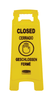 Closed Floor Sign Yellow Plastic Multilingual 2-Sided 1/Each