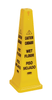 Safety Cone 12X12X36 IN Caution Wet Floor Yellow Plastic Multilingual 4 Side 1/Each