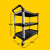 Xtra Utility Cart 40.6X20X38 IN 300 LB Black Gray Resin Open Sides 4 IN TPR Caster 1/Each