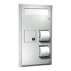 Toilet Paper & Seat Cover Dispenser Stainless Steel Partition With Napkin Disposal 1/Each