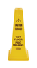 Wet Floor Sign Caution Sign 10.5X10.5X25.75 IN Yellow Multilingual 1/Each