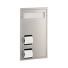 Toilet Paper & Seat Cover Dispenser Stainless Steel Partition Satin Double Roll Right Side While Seated 1/Each