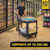 Brute® Utility Cart Medium (MED) 44X25.5X39 IN 500 LB Black Resin Heavy Duty 2-Shelf Lipped Shelf 5 IN TPR Caster 1/Each