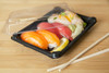 Sushi Take-Out Tray Base & Lid Combo Small (SM) 6.875X4.875 IN PLA Black Clear Rectangle 600/Case